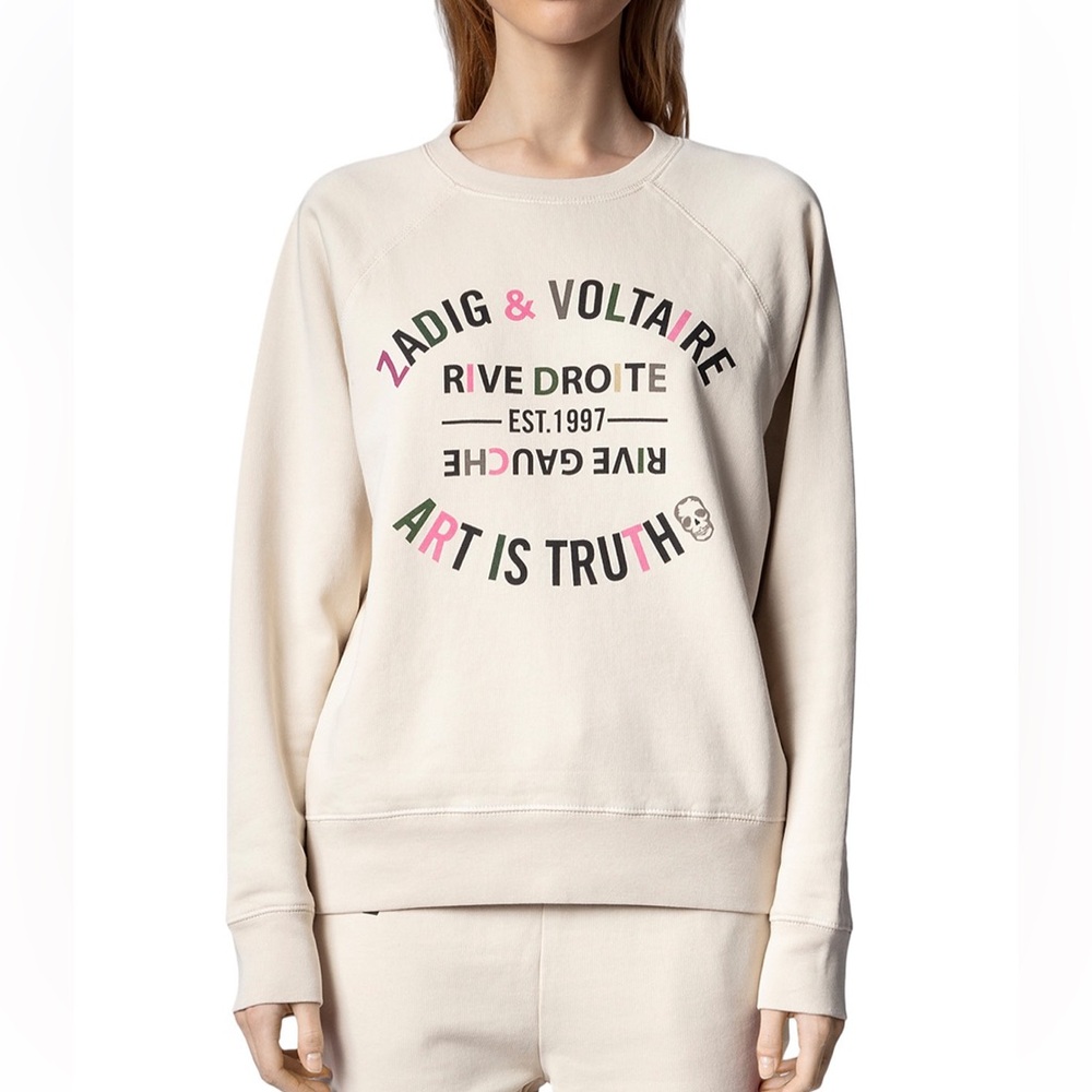 ZADIG & VOLTAIRE Upper Blason Brode Cotton Embroidered Sweatshirt Sz M